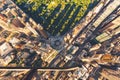 Helicopter view of Columbus Circle and Central Park in New York City Royalty Free Stock Photo