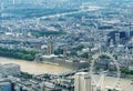 Helicopter view of Houses of Parliament and Westminster area, Lo