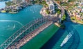 Helicopter view of Sydney Harbor Bridge and Lavender Bay, New So