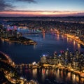 Helicopter view of Sydney Harbor Bridge and Lavender Bay, New South Wales, Australia. made with Generative AI