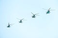 Helicopters in the blue sky Royalty Free Stock Photo