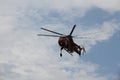 Helicopters fighting fire from the sky, over Thassos in Greece