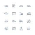 Helicopters line icons collection. Rotorcraft, Aviation, Whirlybird, Vertical, Airborne, Chopper, Hover vector and Royalty Free Stock Photo
