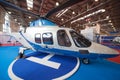 Helicopters in pavilion on exhibition Royalty Free Stock Photo