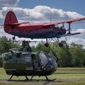 HELICOPTERS AND PLANES IN BORNE SULINOWO Royalty Free Stock Photo