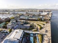 Helikopter Aerial view of outdoor Theater and the Old Port Quebec City Canada Royalty Free Stock Photo