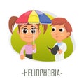 Heliophobia medical concept. Vector illustration.