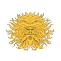 Helios Greek God of Sun Head Drawing Color