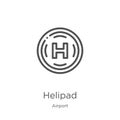 helipad icon vector from airport collection. Thin line helipad outline icon vector illustration. Outline, thin line helipad icon