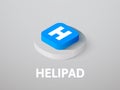 Helipad isometric icon, isolated on color background