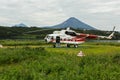 Helipad on the source of river Ozernaya on Kurile lake. South Kamchatka Nature Park.