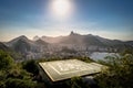 Heliport and aerial view of Rio de Janeiro with and Corcovado mountain and Guanabara Bay - Rio de Janeiro, Brazil Royalty Free Stock Photo