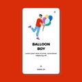 Helium Balloon Holding Young Man On Party Vector Royalty Free Stock Photo