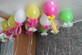 helium balloons. Colorful balloons under the ceiling Royalty Free Stock Photo