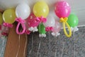 helium balloons. Colorful balloons under the ceiling Royalty Free Stock Photo