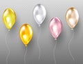 Helium balloons flying multicolored glossy objects Royalty Free Stock Photo