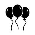 Helium balloons vector design, bunch of balloons for birthday and party, flying balloons with rope, party decorations