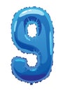 Helium blue balloons number. Realistic design element, numeral character. Party decoration balloon or anniversary sign