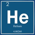 Helium chemical element, blue square symbol