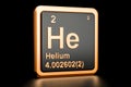 Helium He chemical element. 3D rendering