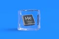 Helium He chemical element of periodic table in ice cube Royalty Free Stock Photo