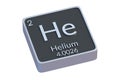 Helium He chemical element of periodic table isolated on white background. Metallic symbol of chemistry element Royalty Free Stock Photo