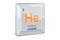 Helium He, chemical element sign. 3D rendering Royalty Free Stock Photo