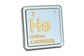 Helium He, chemical element sign. 3D rendering Royalty Free Stock Photo