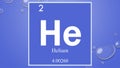 Helium chemical element symbol on blue bubble background