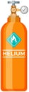 Helium container for inflating balloons. High cylinder, canister with gas, flammable substance