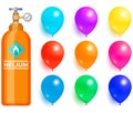 Helium container for inflating balloons. High cylinder, canister with gas, flammable substance Royalty Free Stock Photo