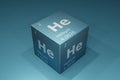 Helium, 3D background of symbols of the elements of the periodic table, atomic number, atomic weight, name and symbol. Education, Royalty Free Stock Photo