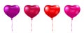 Helium 3d love ballon set. Heart balloon. Red and pink air baloon. Valentine day background. Anniversary celebration