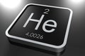 Helium element from periodic table on black square block