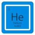 Helium periodic table element chemical symbol. Vector helium atom gas icon Royalty Free Stock Photo