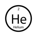 Helium periodic table element chemical symbol. Vector helium atom gas icon Royalty Free Stock Photo