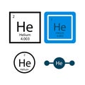 Helium periodic table element chemical symbol. Vector helium atom gas icon Royalty Free Stock Photo