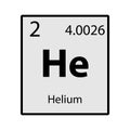 Helium periodic table element gray icon on white background Royalty Free Stock Photo