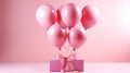 Helium pink balloons tied to gifts ai generated background image
