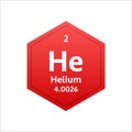 Helium symbol. Chemical element of the periodic table. Vector stock illustration.