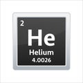 Helium symbol. Chemical element of the periodic table. Vector stock illustration.