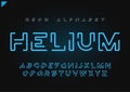 Helium vector futuristic linear neon alphabet, typeface, letters