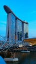 Helix bridge and famouse hotel Royalty Free Stock Photo