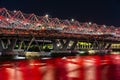 Helix bridge in Marina Bay at night time in Singapore Royalty Free Stock Photo