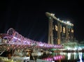 The Helix bridge & Marina Bay Sands Royalty Free Stock Photo