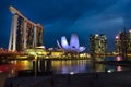 The Helix Bridge, Marina Bay Sands Hotel and Art and Science Museum, Singapore Royalty Free Stock Photo