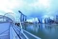 Helix bridge and the Singapore Marina Bay Signature Skyline Royalty Free Stock Photo