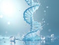 Helix shaped structure with water droplets. Shows biotech, science, stem cell research. Concept includes dna molecule structure, Royalty Free Stock Photo