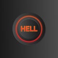 HELL button in vivid electric red and yellow colors. 3D effect in vector, jpg and EPS10 Royalty Free Stock Photo