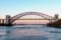 Hell Gate Bridge at night, New York. USA Royalty Free Stock Photo